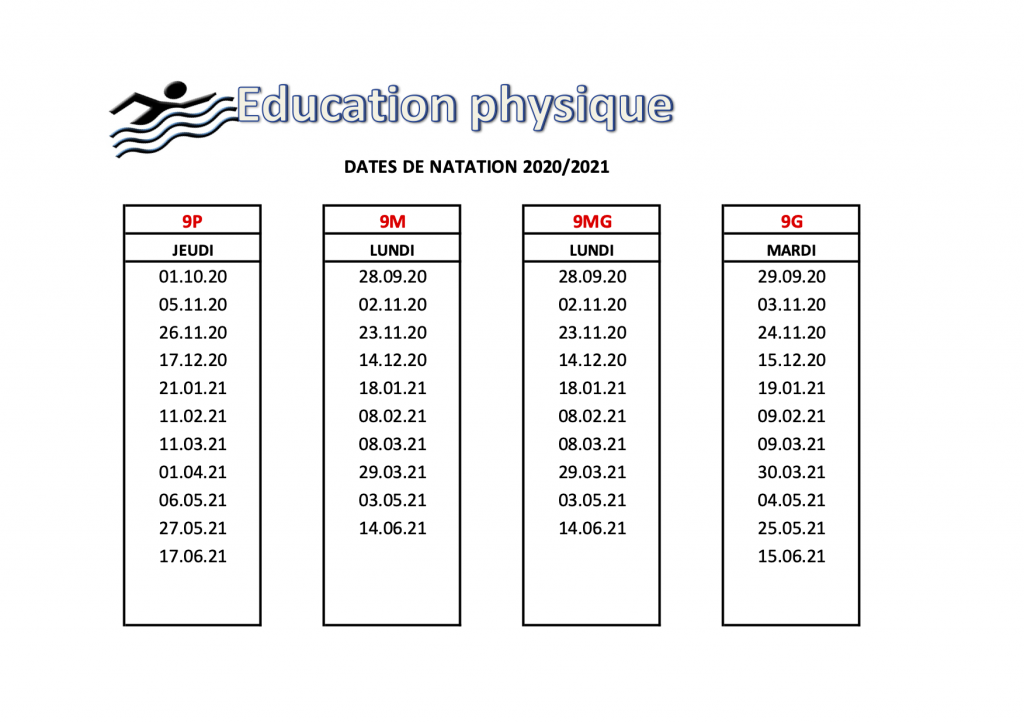 Dates NATATION 2020-2021 9e